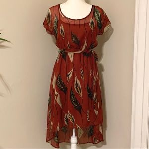 High low peace lily and leaves goddess midi dress